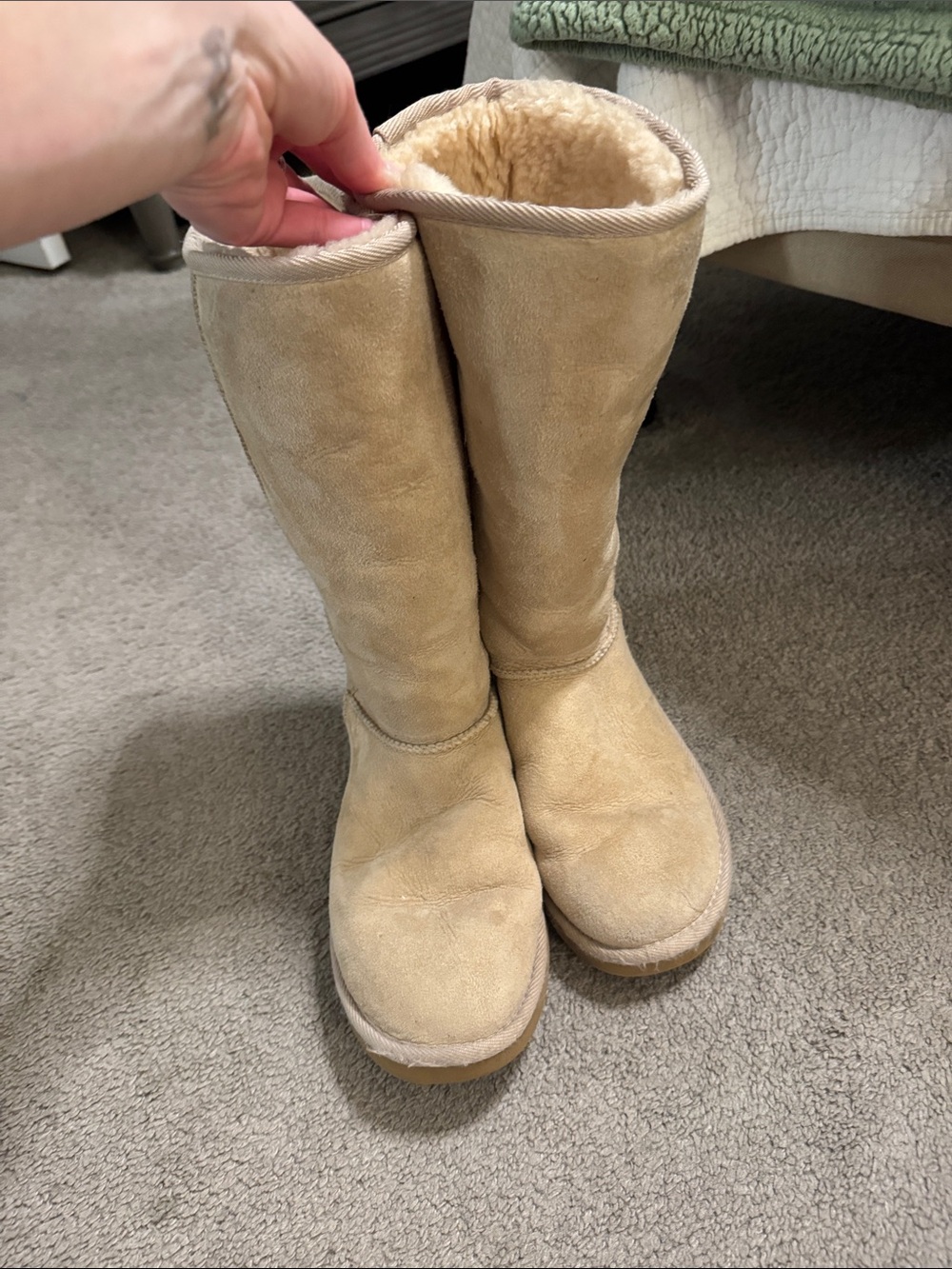 UGG Tall Shearling Boots in Light Tan